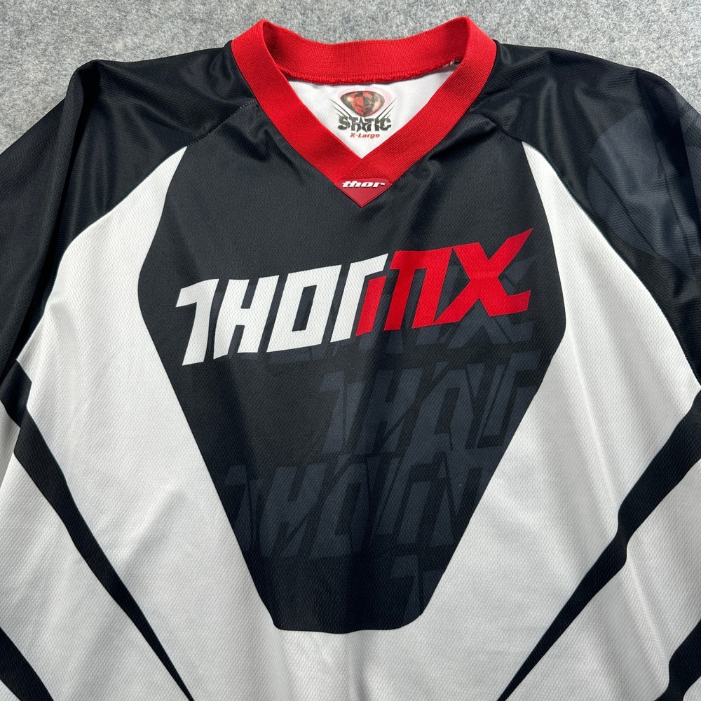 Thor MX Static Jersey Mens XL Black White Red Motocross Racing Long Sleeve Shirt